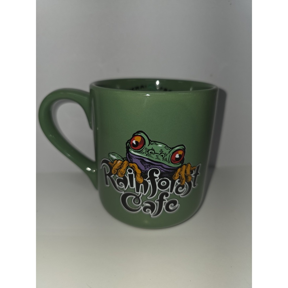 Rainforest Cafe CHA! CHA! Coffee Mug Green Frog 16 oz Vintage 2000
